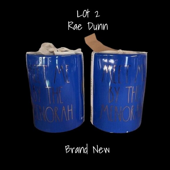Rae Dunn Hanukkah Candle 'Meet Me By The Menorah' 13.2 oz – Lot of 2 New - Picture 1 of 3